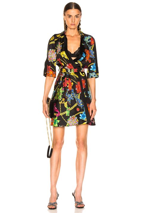 catena versace stampa|VERSACE Catene Print Dress in Black Stampa .